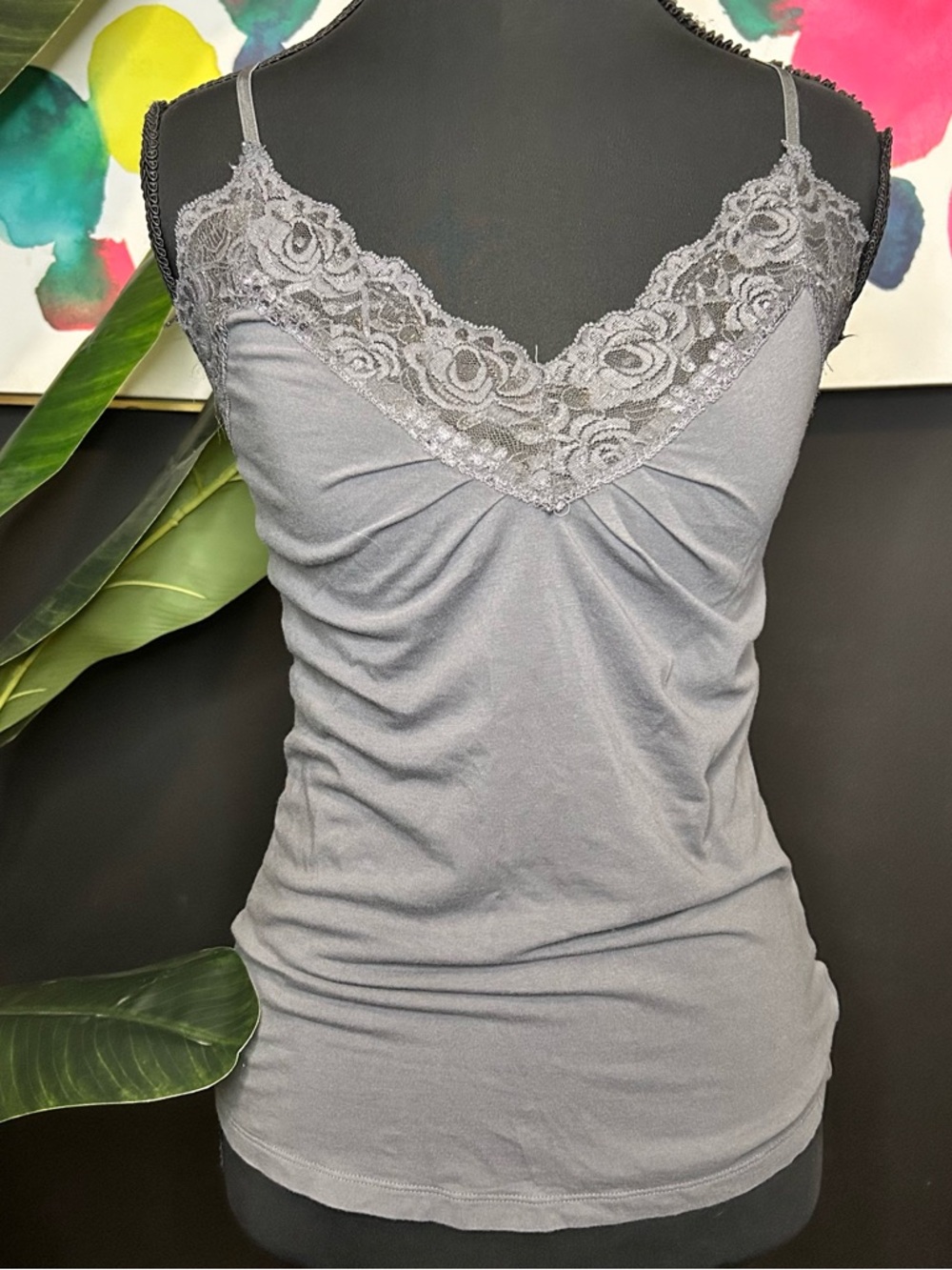 Old Navy Gray Lace-Trim Camisole